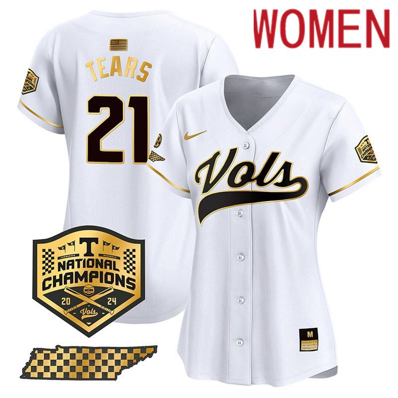 Women Tennessee Volunteers #21 Tears White 2024 Nike Champions Vapor Premier Limited NCAA Jersey style 1